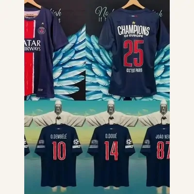 Paris Saint-Germain football shirts, front and back